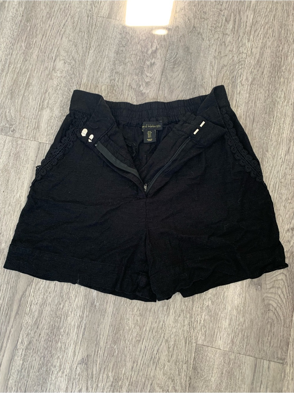 a new day Black High-Waist Lace-Trim Women's Shorts